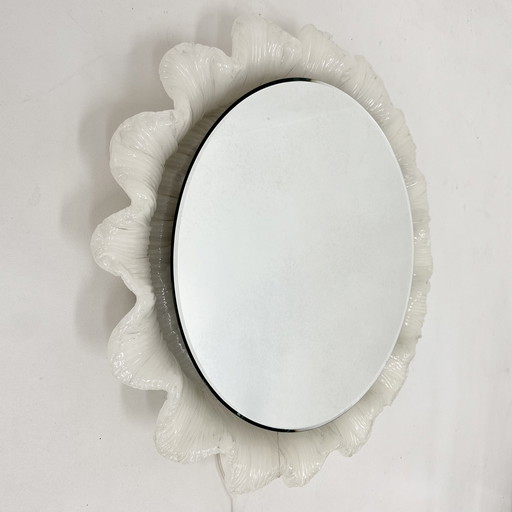 Miroir mural vintage en Lucite avec rétro-éclairage, 1970's, Allemagne