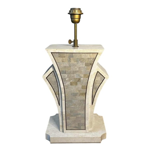 Hollywood Regency Lamp Base in Tessellated Stone & Brass Inlayby Maitland Smith, Usa, 1970s