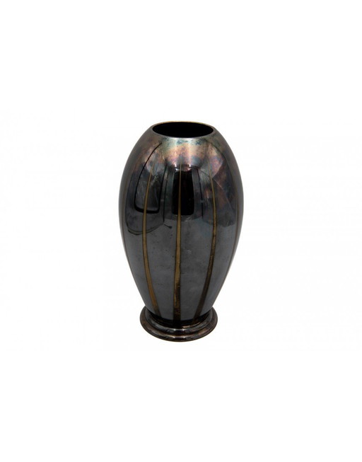 Vase en métal argenté, motif WMF Ikora, style Art déco.
