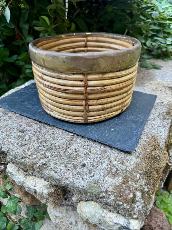 Rattan Brass Basket Gabriella Crespi 60s – Decorative Objects (photo 4 of 5)