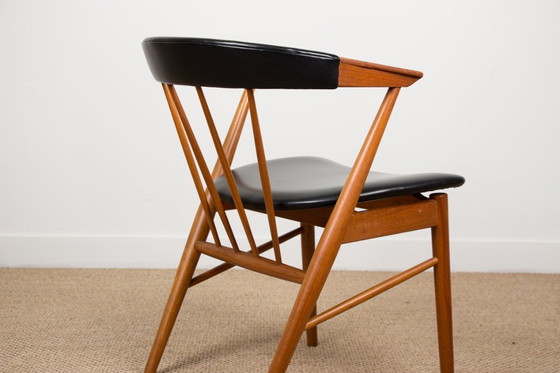 Image 1 of Poltrona danese in teak e skai disegnata da Helge Sibast per Sibast nel 1955.