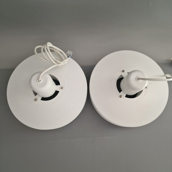 Image 1 of Set Of 2 Danish Pendant Lamps - Horn Belysning - Type 763 - 1980s - White Metal