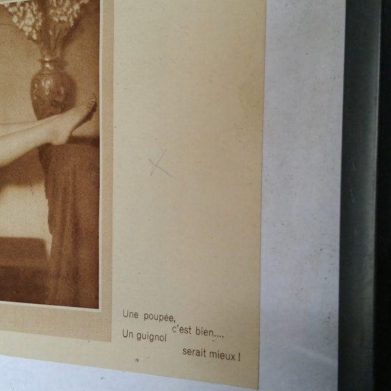 Image 1 of Originele Art Deco naaktfoto van J. Mandel uit Parijs – Authentieke vintage tijdschriftpagina – Ingelijst – 31 × 23 cm