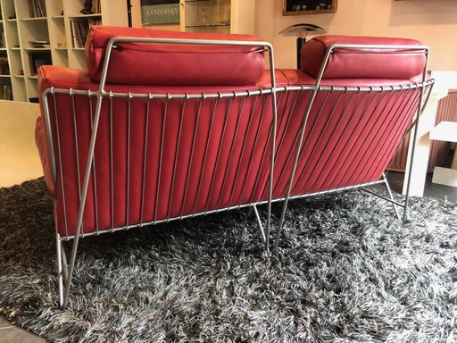 Zweisitzer-Sofa Leolux Volare Design aus rotem Leder