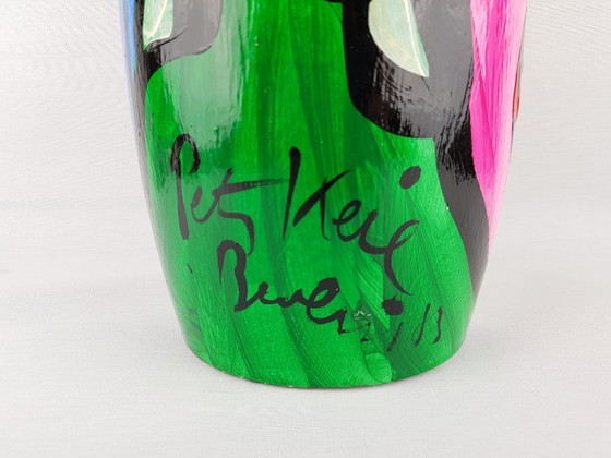 Image 1 of Vintage PETER ROBERT KEIL Handgeschilderde Scheurich Vaas Surrealistische Abstracte Kunst Berlijn 1983