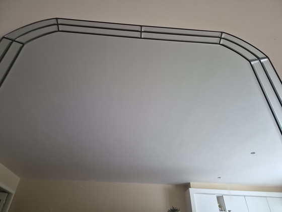 Prachtige Grote Italiaanse Halfronde Messing en Glazen Spiegel Toscoquattro – Brass (photo 4 of 5)