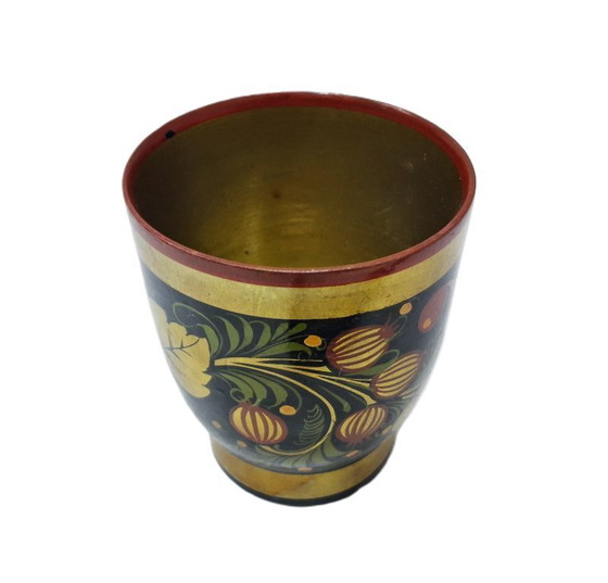 Image 1 of Coupe en bois russe Khokhloma en âge de conservation – Art populaire peint à la main