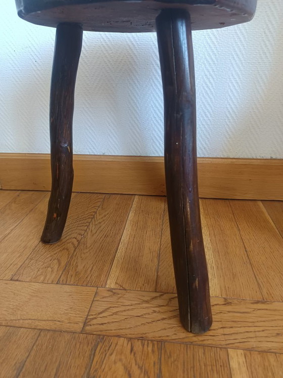 Brutalist Tripod Wooden Stool – Vintage (photo 6 of 7)