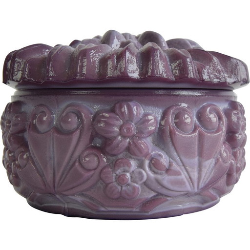 Jarre vintage en verre malachite violet pour Jablonecké Sklárny, Tchécoslovaquie 1960