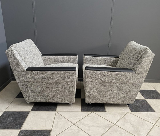Image 1 of set of 2 grey relax chairs on castors 1970s