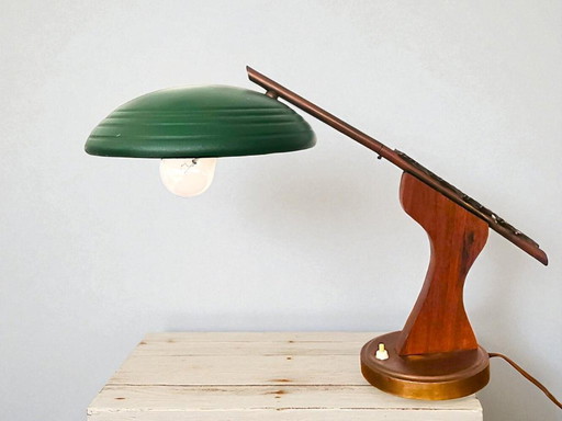 Vintage modernist wooden desk lamp
