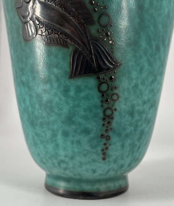 Gustavsberg “Argenta” vase (model 9780) – Wilhelm Kåge – Swedish Grace / Art Déco – Ceramic, Silver (photo 9 of 10)