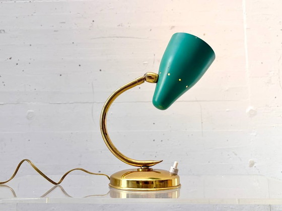 Image 1 of Design tafellamp met metalen kap, Italië jaren 1950