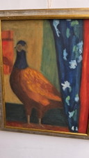 Peinture expressionniste au faisan | J. Engelen | Huile sur toile | 48 x 58 cm