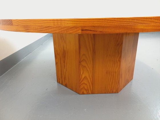 Image 1 of Round vintage pine coffee table from the 70s
