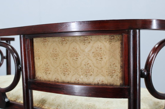 Image 1 of Beukenhouten bank en stoel