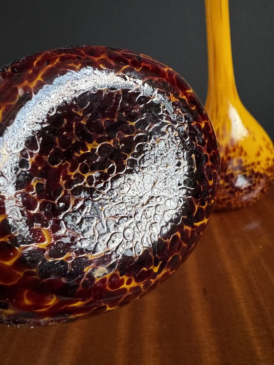 Image 1 of Art Nouveau yellow glass paste vases