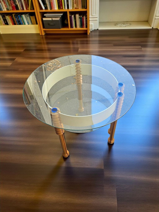 Table basse, table à manger, table d'appoint ou console italienne vintage unique en verre et métal