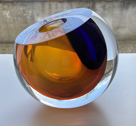 Image 1 of Objet en verre unique « AMBRE » de George Broft, 3,4 kilos