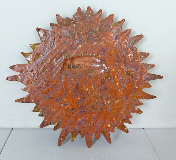 Vintage Ceramic Wall Plate Sun – Signed 70s/80s – Vintage Sun, Wall decoration (photo 7 of 9)