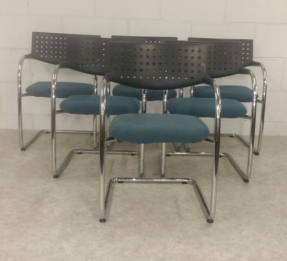 Set of 6 Vitra chairs "Vis-a-Vis" # Antonio Citterio – Dining chairs, Metal, Plastic (photo 5 of 9)