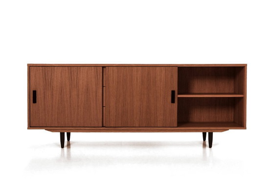 Image 1 of Dressoir gebeitst teak T-S05 schuifdeur en 3 laden