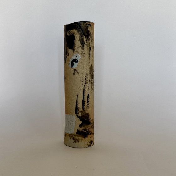 Image 1 of Jarrón rodillo de gres pintado en los años 90