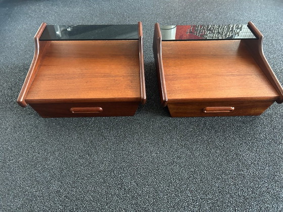 Vintage Teak Floating Nightstands, Webe, Wood, Brown (photo 10 of 13)