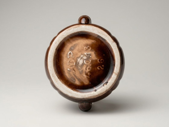 Large brown and turquoise enameled ceramic vase – ADP, Varages France - 27 cm (photo 5 of 10)