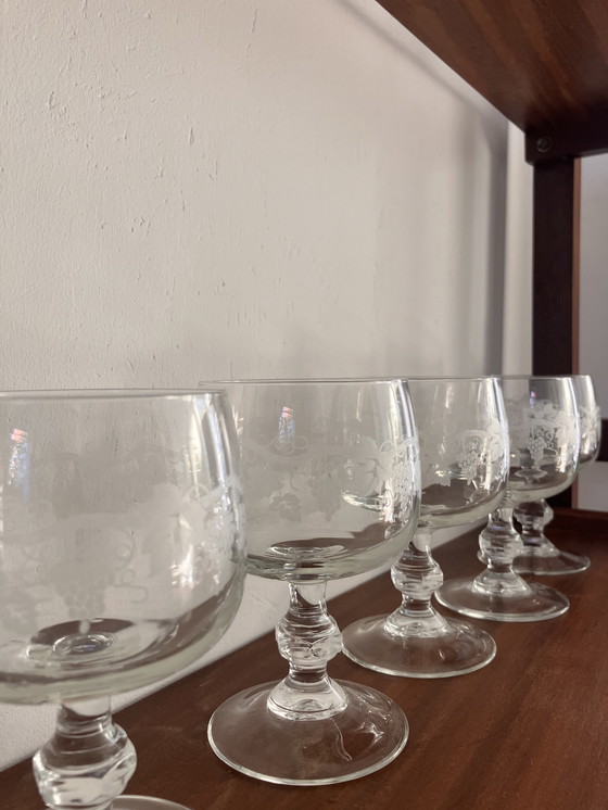 Image 1 of Vintage Franse wijnglazen set 6 /vintage design Franse wijnglazen