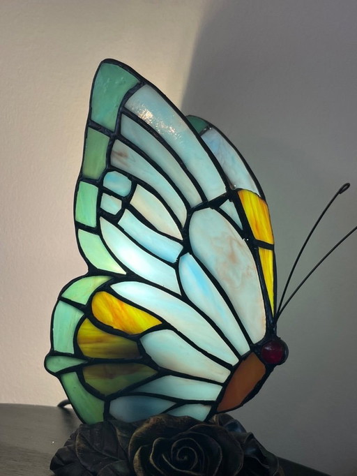 Set of 2 butterflies stained glass 1920s style