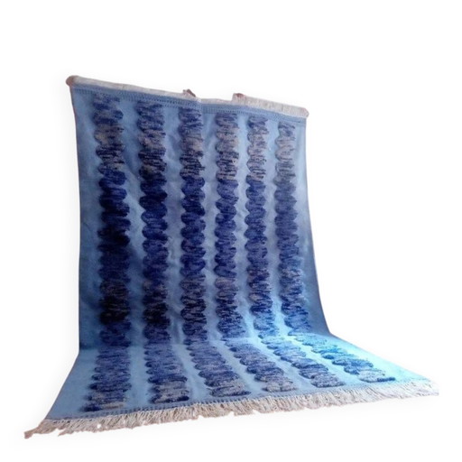 Handgewebter marokkanischer Teppich - marineblaues Muster - Wolle - 300 x 196 cm