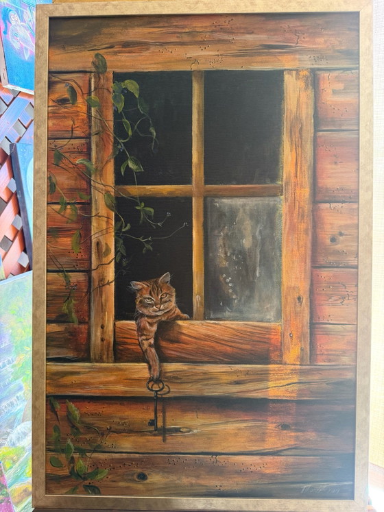 Origineel acryl  schilderij De Kat, Schilderijen & Tekeningen, Anders, Meerdere kleuren (foto 6 van 6)