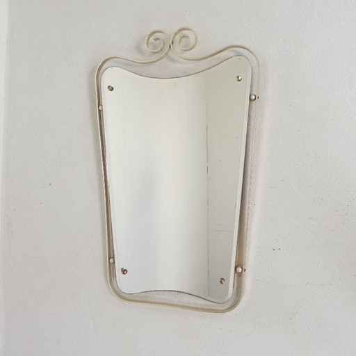 Vintage cut mirror in aluminum frame, 1950s