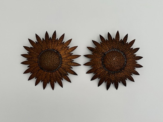 Image 1 of Pair of Vintage Spanish Sunburst Wall Lamps, 1950s–60s