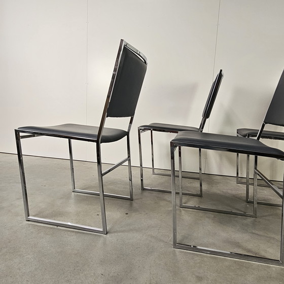 Image 1 of Vintage Set Van 6 Stoelen, Chroom, Leer