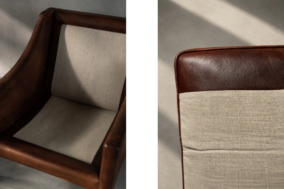 Vintage Mid-Century Deense moderne lounge lederen stoel & poef model 2207 door Børge Mogensen voor (photo 43 of 51)