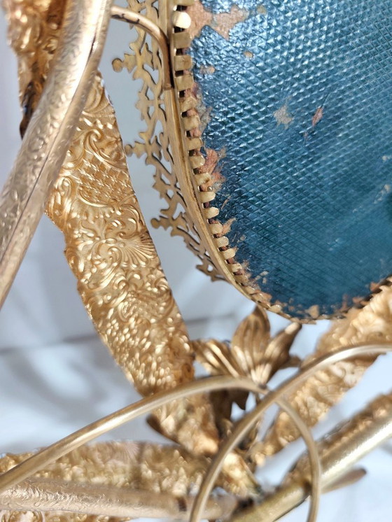 Image 1 of Oval Brass Mirror. Spain, 1940s.