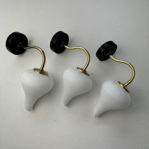 LOT OF 3 OLD VINTAGE OPALINE WALL LIGHTS