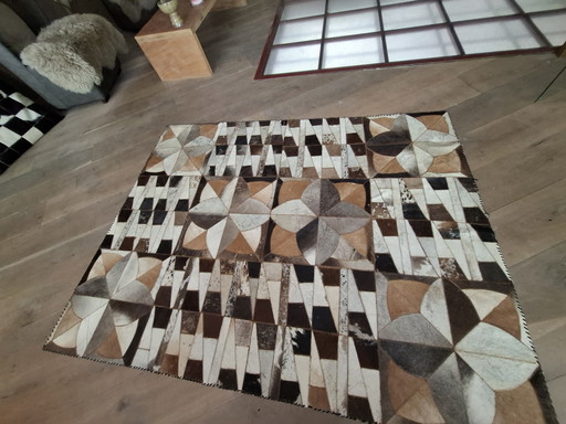 Prachtig geometrisch vloerkleed van kamelenhuid – vloerkleden en tapijten, Leather