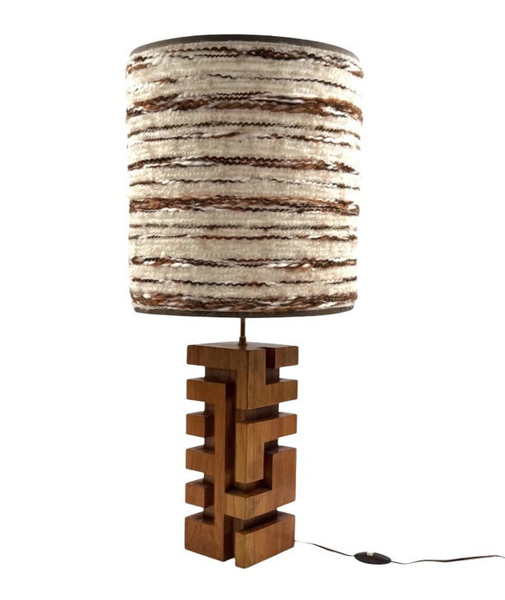 Image 1 of Hollywood-Regency-Tischlampe aus Holz, Frankreich, 1970er Jahre