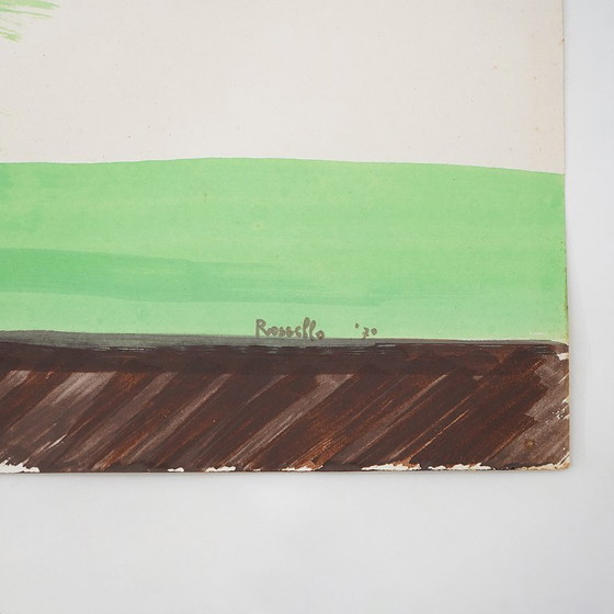 Image 1 of Mario Rossello, technique mixte sur papier, années 1970