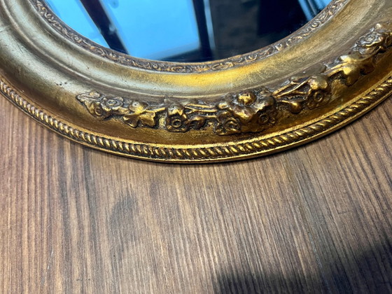 Specchio da parete vintage Art Nouveau, anni '20, molto ben conservato con decoro floreale, cornice in legno (photo 3 of 6)