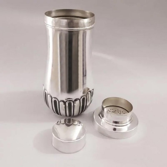 Image 1 of Shaker à cocktail Aldo Tura pour Macabo en acier inoxydable, rare modèle des années 1950.