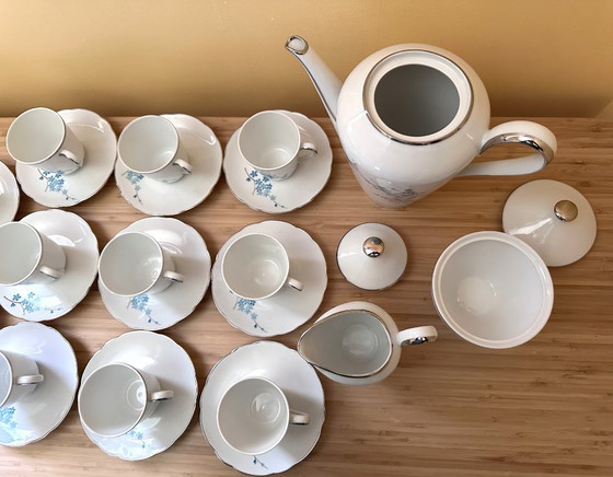 Image 1 of Service à café / thé 24 pièces "Myosotis" porcelaine Sofafils Limoges (années 50/60) vintage
