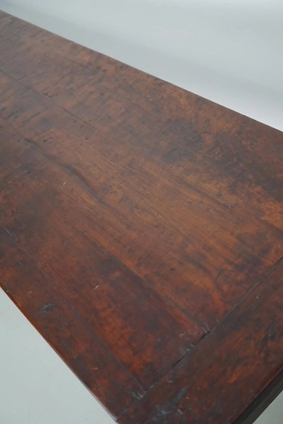 Image 1 of Großer, antiker französischer Beistelltisch im Kolonialstil aus Teakholz