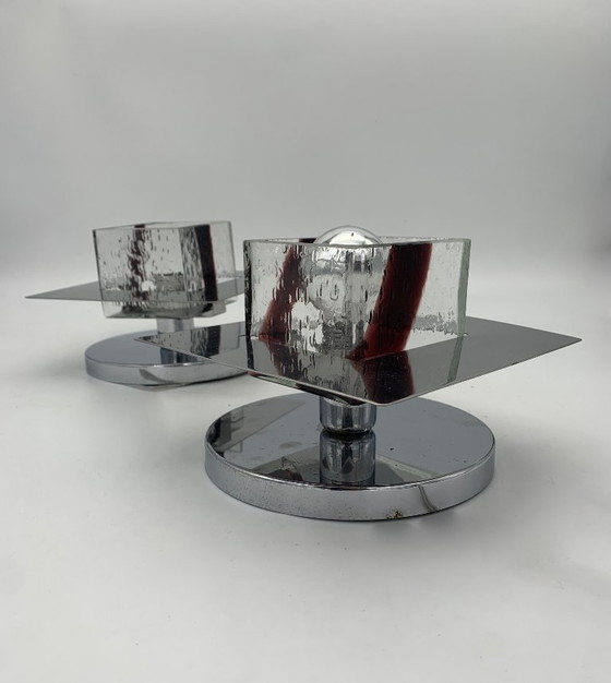 Image 1 of pair of wall lamps attributed to Esperia