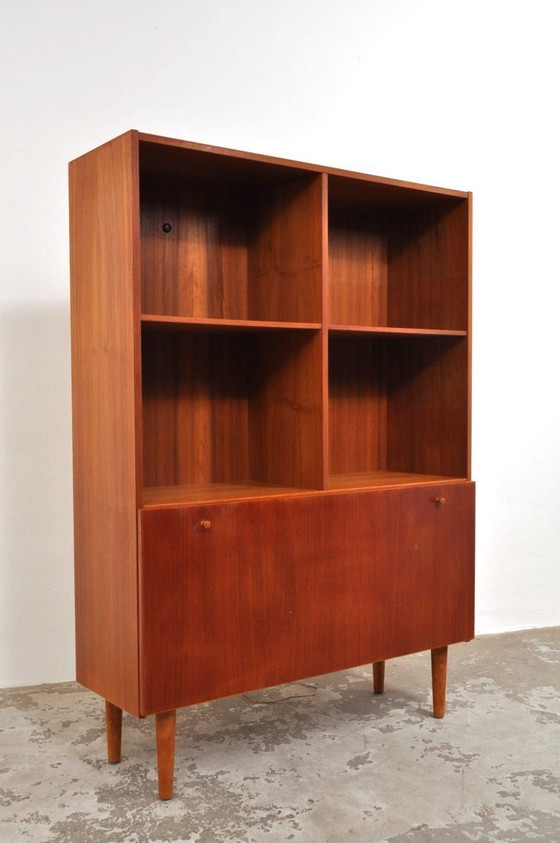 Image 1 of Mid-century Teak compartment cabinet with flap