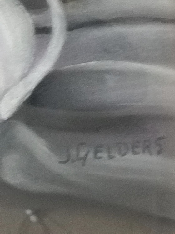 Image 1 of Tableau ancien pastel fleurs J Gelders cadre doré vintage