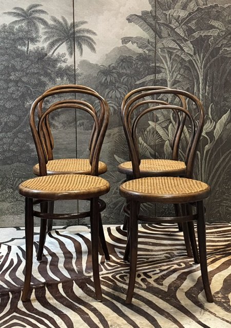 Image 1 of 4 antique Thonet bistro chairs no. 14 with authenticity seal